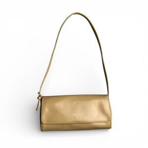 Vintage Beige Minimalist Faux Leather Shoulder Bag